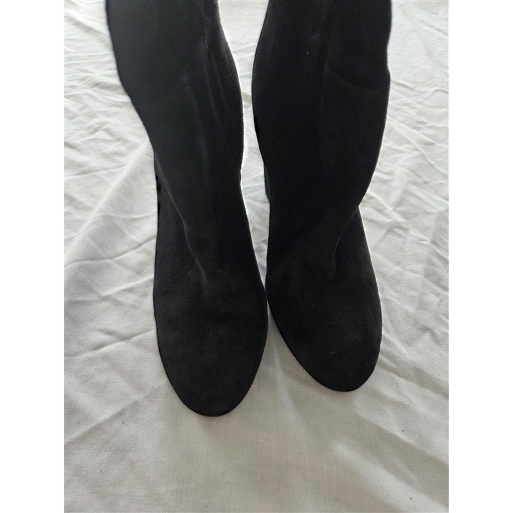 NWOT Sam Edelman 7 Knee Boots Black Real Suede Heeled 131799 - Picture 3 of 5